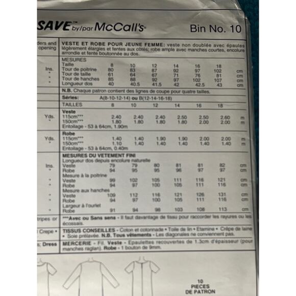 McCalls 8022 Sewing pattern Suit dress blazer 1980s size 8 10 12 14 - Picture 5 of 7